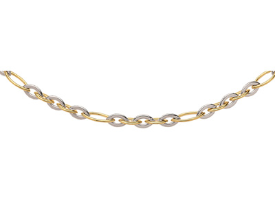 Halskette Ovale Flache Runde Maschen, 45 Cm, 18k Bicolor Gold. Ref. 4691 - Standard Bild - 1