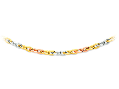 Halskette Aus Ogiven-gliedern 7,1 Mm, 45 Cm, 18k Dreifarbgold - Standard Bild - 1