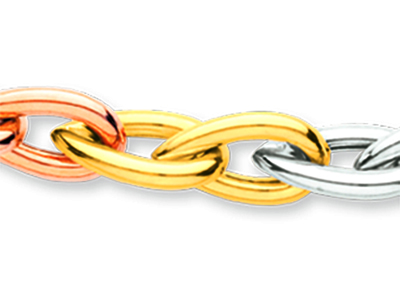 Halskette Aus Ogiven-gliedern 7,1 Mm, 45 Cm, 18k Dreifarbgold - Standard Bild - 2
