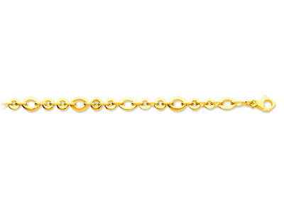 Mesh-armband Linsenform Abwechselndrund 7,7 Mm, 19,5 Cm, Gelbgold 18k - Standard Bild - 1