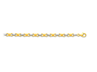 Armband Mit Abwechselnd Ovalen Knoten, 5,7 Mm, 19,5 Cm, 18k Bicolor Gold