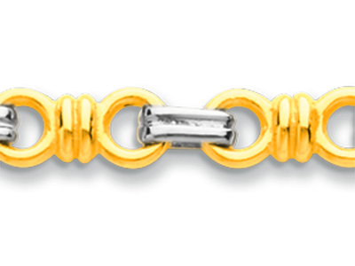 Armband Mit Abwechselnd Ovalen Knoten, 5,7 Mm, 19,5 Cm, 18k Bicolor Gold - Standard Bild - 2