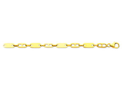 Herrenarmband Mit Abwechselnden Plättchen Marine Flach 5,7 Mm, 21 Cm, 18k Gelbgold