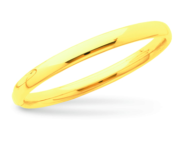 Armreif, Der Sich Öffnen Lässt, Ovaler Draht 7 Mm, Ovale Form 58 Mm, 18k Gelbgold