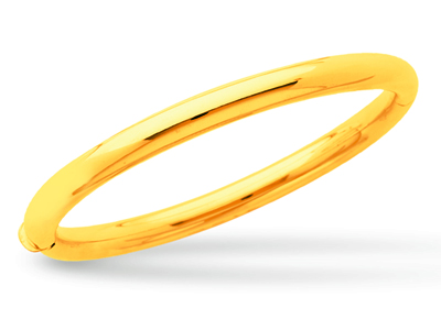 Armband Mit Einem Ring Zum Öffnen, Runder Draht 6 Mm, Ovale Form 58 Mm, 18k Gelbgold - Standard Bild - 1