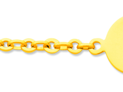 Baby Identitätsarmband Linsen Gliederkette, Runde Platte, 14 Cm, Gelbgold 18k - Standard Bild - 2