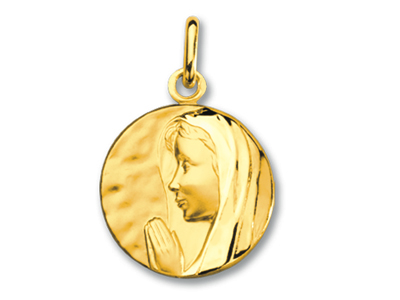 Medaille Betende Jungfrau, 18k Gelbgold Matt Und Poliert