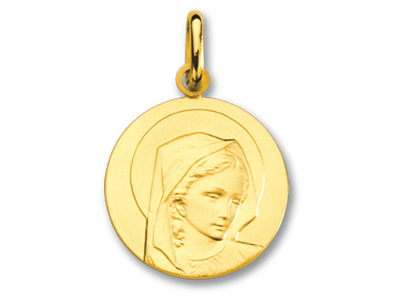 Medaille Jungfrau Mit Heiligenschein, 18k Gelbgold
