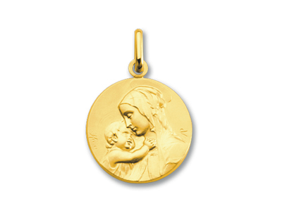 Medaille Klassische Madonna Mit Kind, 18k Gelbgold