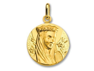 Medaille Gekronte Jungfrau, 18k Gelbgold