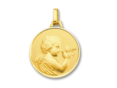 Medaille Engel Mit Taube, 18k Gelbgold - Standard Bild - 1