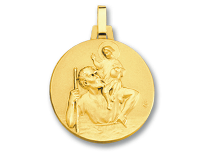 Christophorus-medaille 18 Mm, 18k Gelbgold
