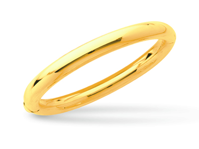 Armband Mit Einem Ring Zum Öffnen, Runder Draht 7 Mm, Ovale Form 63 Mm, 18k Gelbgold