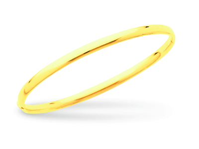 Armband Mit Einem Sich Offnenden Armreif, Ovaler Draht 4 Mm, Ovale Form 63 Mm, 18k Gelbgold