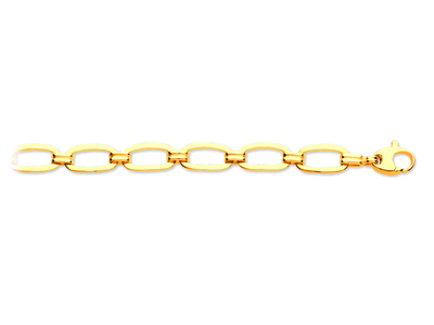 Armband Mit Wechselnden Ovalen Und Doppelten Gliedern 10 Mm, 19,5 Cm, 18k Gelbgold - Standard Bild - 1