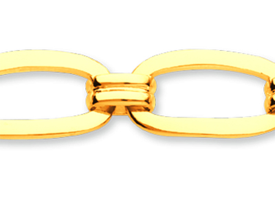 Armband Mit Wechselnden Ovalen Und Doppelten Gliedern 10 Mm, 19,5 Cm, 18k Gelbgold - Standard Bild - 2