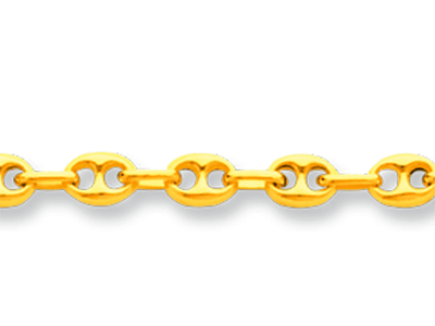 Hohle Kaffeebohnen-glied Kette 3,30mm, 45 Cm, Gelbgold 18k - Standard Bild - 2