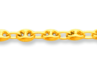 Armband Aus Ausgehöhlter Kaffeebohnenkette 3,70 Mm, 18 Cm, 18k Gelbgold - Standard Bild - 2
