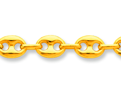 Kette Aus Hohlen Kaffeebohnenkette 6 Mm, 50 Cm, Gelbgold 18k - Standard Bild - 2