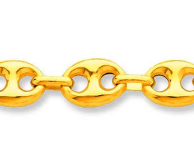 Kette Aus 7,30 MM Hohlen Kaffeebohnenkette, 50 Cm, Gelbgold 18k - Standard Bild - 2