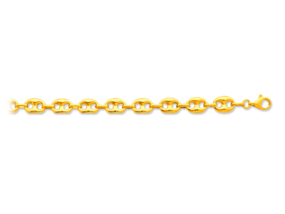 Hohles Kaffeebohnen-glied Armband 9mm, 21 Cm, 18k Gelbgold - Standard Bild - 1