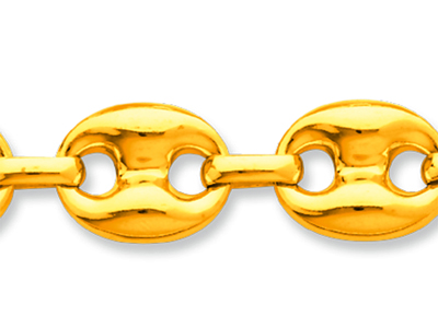 Kette Aus Hohler Kaffeebohnenkette 12 Mm, 60 Cm, Gelbgold 18k - Standard Bild - 2