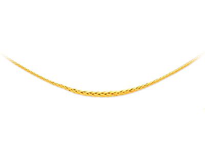 Halskette Aus Hohlem Palmengeflecht, 4,5 MM Fallend, 42 Cm, Gelbgold 18k