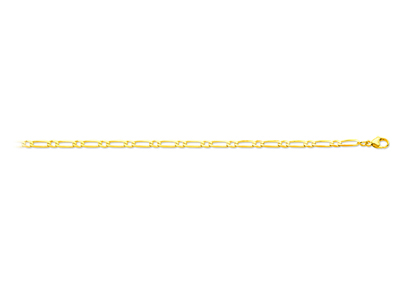 Armband Aus Ultraflachen Alternierenden Gliedern 1/1 3 Mm, 18 Cm, 18k Gelbgold - Standard Bild - 1