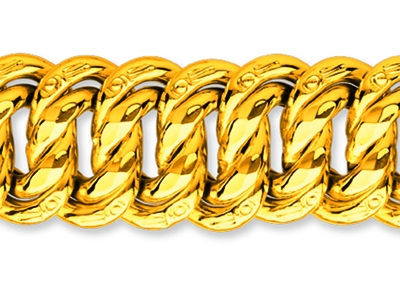 Armband Mit Amerikanischen Maschen 17,5 Mm, 21 Cm, 18k Gelbgold - Standard Bild - 2