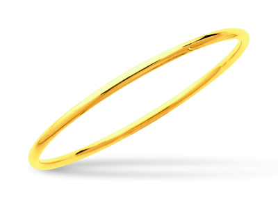 Armband Geschlossene Massive Binse, Runder Draht 3 Mm, Runde Form 60 Mm, Gelbgold 18k - Standard Bild - 1