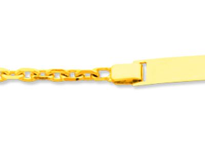 Baby Identitätsarmband Mit Diamantierter For\at-gliederkette, 14 Cm, 18 Karat Gelbgold - Standard Bild - 2