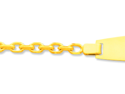 Baby Identitätsarmband Mit Diamantierter For\at-gliederkette, 14 Cm, 18 Karat Gelbgold - Standard Bild - 2