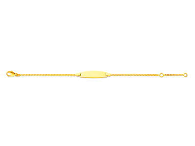 Baby-id-armband Gourmette-kette Diamantschliff, Fassförmige Platte, 14cm, 18k Gelbgold