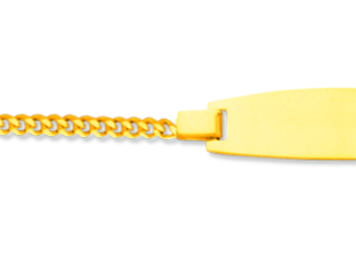 Baby-id-armband Gourmette-kette Diamantschliff, Fassförmige Platte, 14cm, 18k Gelbgold - Standard Bild - 2