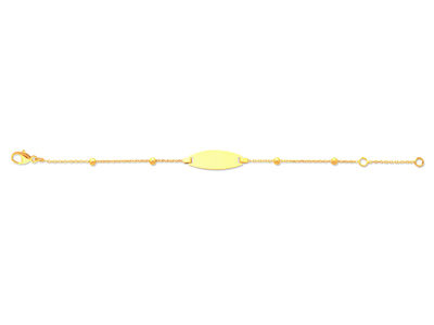 Baby Identität Kette Bälle, Ovalplatte, 14 Cm, 18k Gelbgold