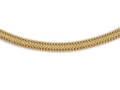 Halskette Aus Polnischem Wendegeflecht, Matt Und Poliert 7,5 Mm, 41 Cm, 18k Gelbgold. Ref. 5060