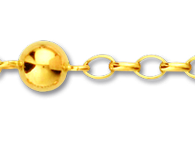Armband Mit Abwechselndem Glied Kette Und Kugeln 6 Mm, 18,5 Cm, 18k Gelbgold - Standard Bild - 2