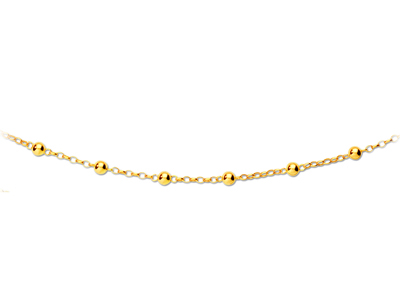 Abwechselnde Kette Und Kugeln 6 Mm,44,5 Cm, 18k Gelbgold - Standard Bild - 1