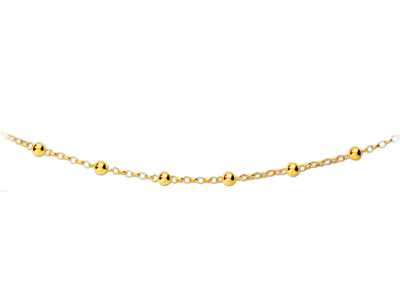 Halskette Kette Und Kugeln Abwechselnd 6 Mm, 44,5 Cm, 18k Gelbgold