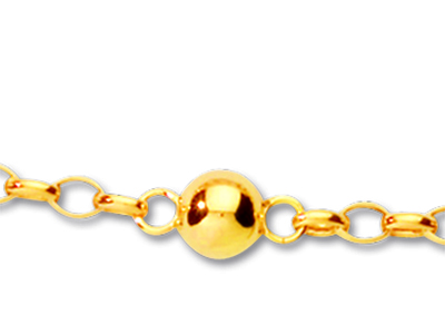 Halskette Kette Und Kugeln Abwechselnd 6 Mm, 44,5 Cm, 18k Gelbgold - Standard Bild - 2