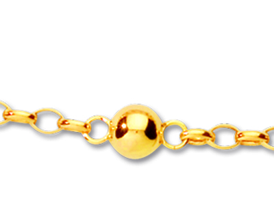 Abwechselnde Kette Und Kugeln 6 Mm,44,5 Cm, 18k Gelbgold - Standard Bild - 2