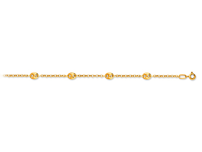Armband Mit Alternierender Kaffeebohnenkette 4,7 Mm, 18 Cm, 18k Gelbgold - Standard Bild - 1