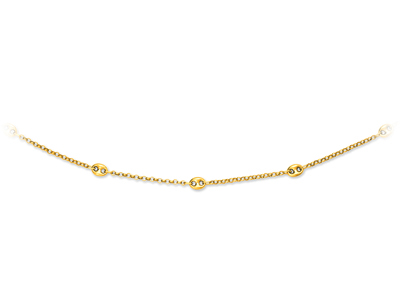 Halskette Kette Abwechselnde Kaffeebohnen 4,7 Mm, 42 Cm, 18k Gelbgold - Standard Bild - 1