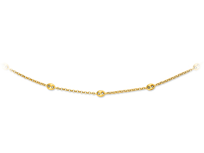 Halskette Mit Abwechselnden Kaffeebohnen-gliedern 4,7 Mm, 42 Cm, 18k Gelbgold - Standard Bild - 1