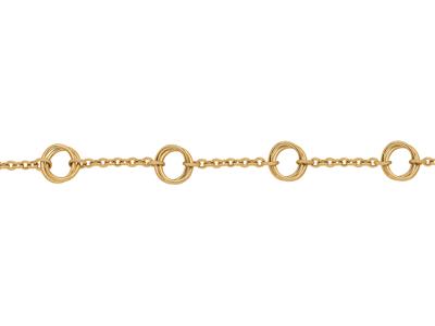 Armband Mit Alternierender Kette Und 4 Doppelkreisgliedern, 20 Cm, 18kgelbgold - Standard Bild - 2