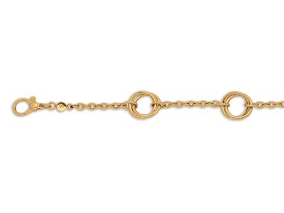 Armband Mit Alternierender Kette Und 4 Doppelkreisgliedern, 20 Cm, 18kgelbgold - Standard Bild - 3