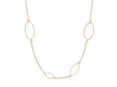 Sautoir Kette Und Ovale Motive, 83 Cm, 18k Gelbgold - Standard Bild - 1