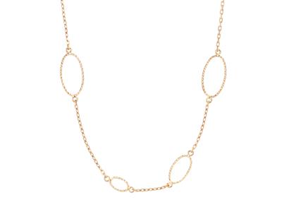 Sautoir Kette Und Ovale Motive, 83 Cm, 18k Gelbgold