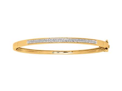 Armreif Mit 2 Reihen Diamanten 0,30 Ct, 60 Mm, 18k Gelbgold