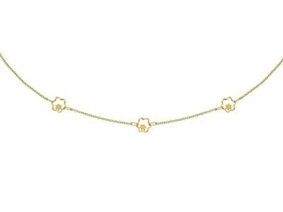 Halskette Durchbrochene Blumen, 45 Cm, 18k Gelbgold